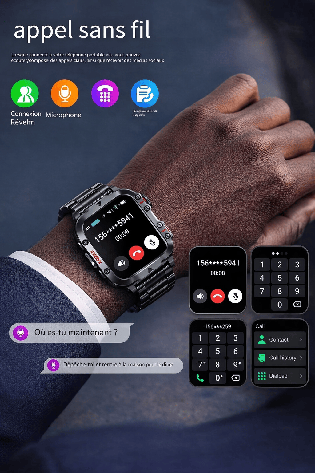 TITAN Montre Connectée TITAN SMART PRO – Montre Connectée Sport & Élégance TITAN SMART PRO – Montre Connectée Sport Résistante | Appels Bluetooth
