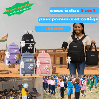 Africa online store 🎒 Ensemble Scolaire 5 en 1 – Sac à Dos Multifonction & Accessoires Inclus 🎒 Ensemble Scolaire 5 en 1 – Sac à Dos Multifonction & Accessoires Inclus