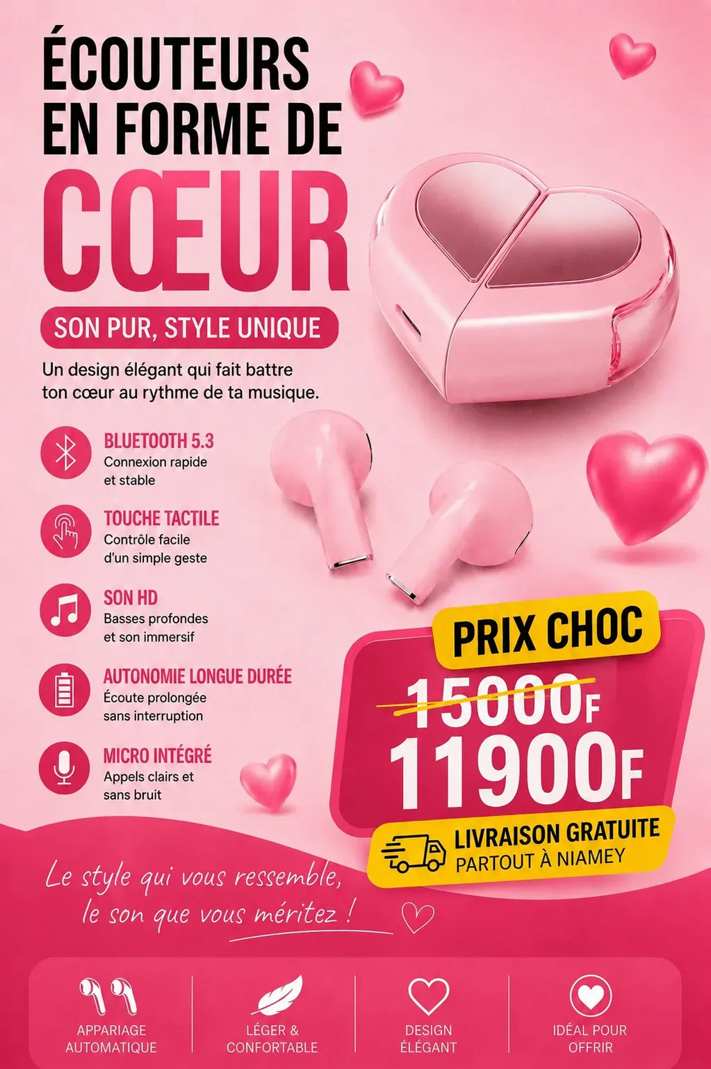 Africa Online Store Nouveau écouteur 2026 en forme de coeur ❤️ Nouveau écouteur 2026 en forme de coeur ❤️
