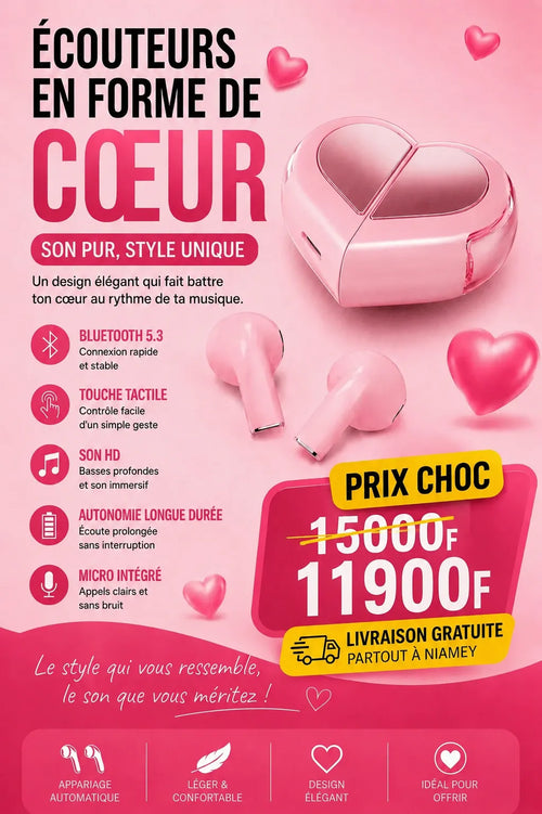 Africa Online Store Nouveau écouteur 2026 en forme de coeur ❤️ Nouveau écouteur 2026 en forme de coeur ❤️