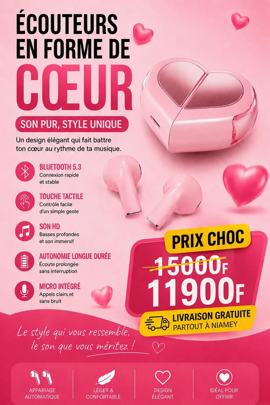 Africa Online Store Nouveau écouteur 2026 en forme de coeur ❤️ Nouveau écouteur 2026 en forme de coeur ❤️