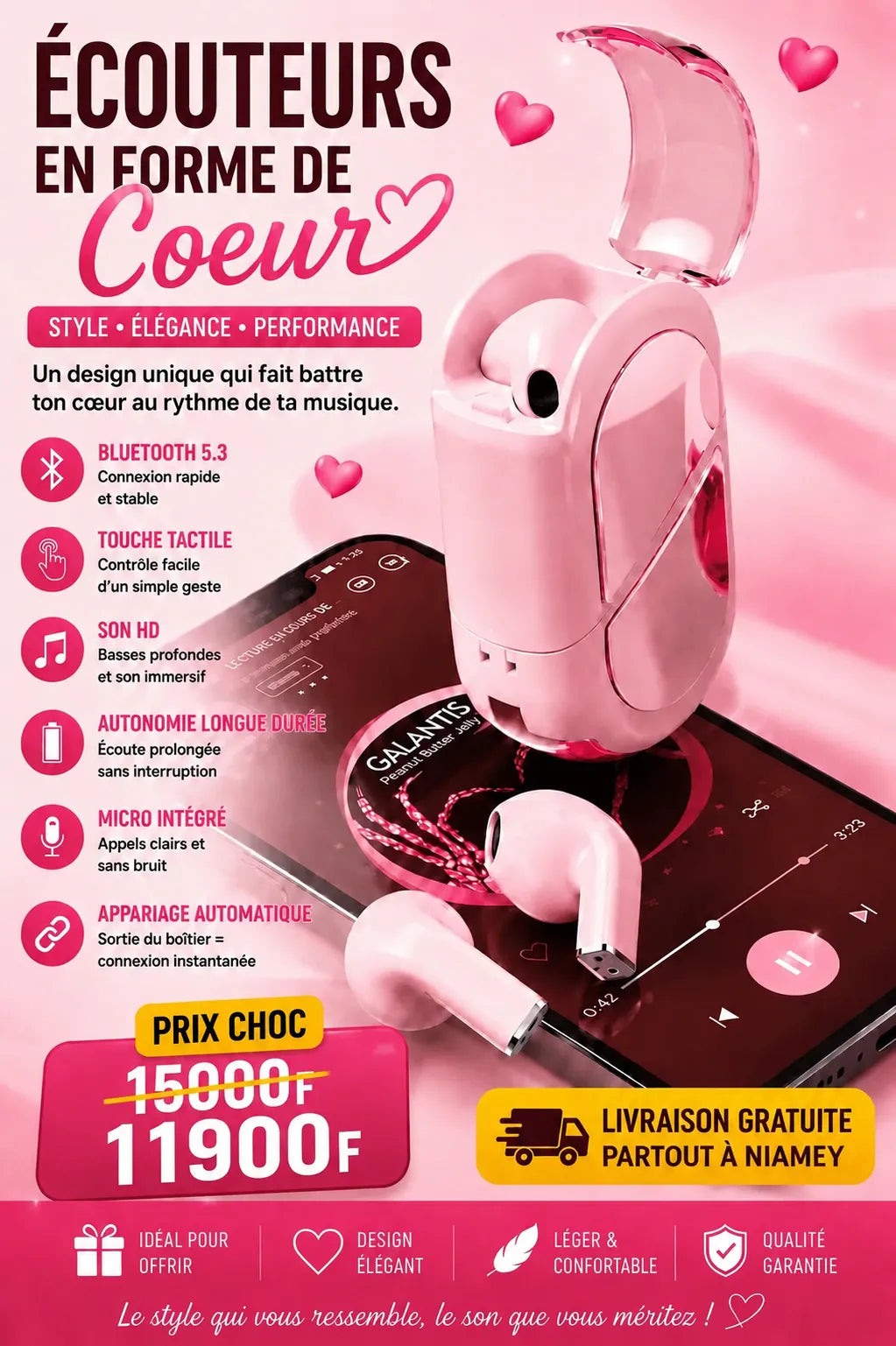 Africa Online Store Nouveau écouteur 2026 en forme de coeur ❤️ Nouveau écouteur 2026 en forme de coeur ❤️